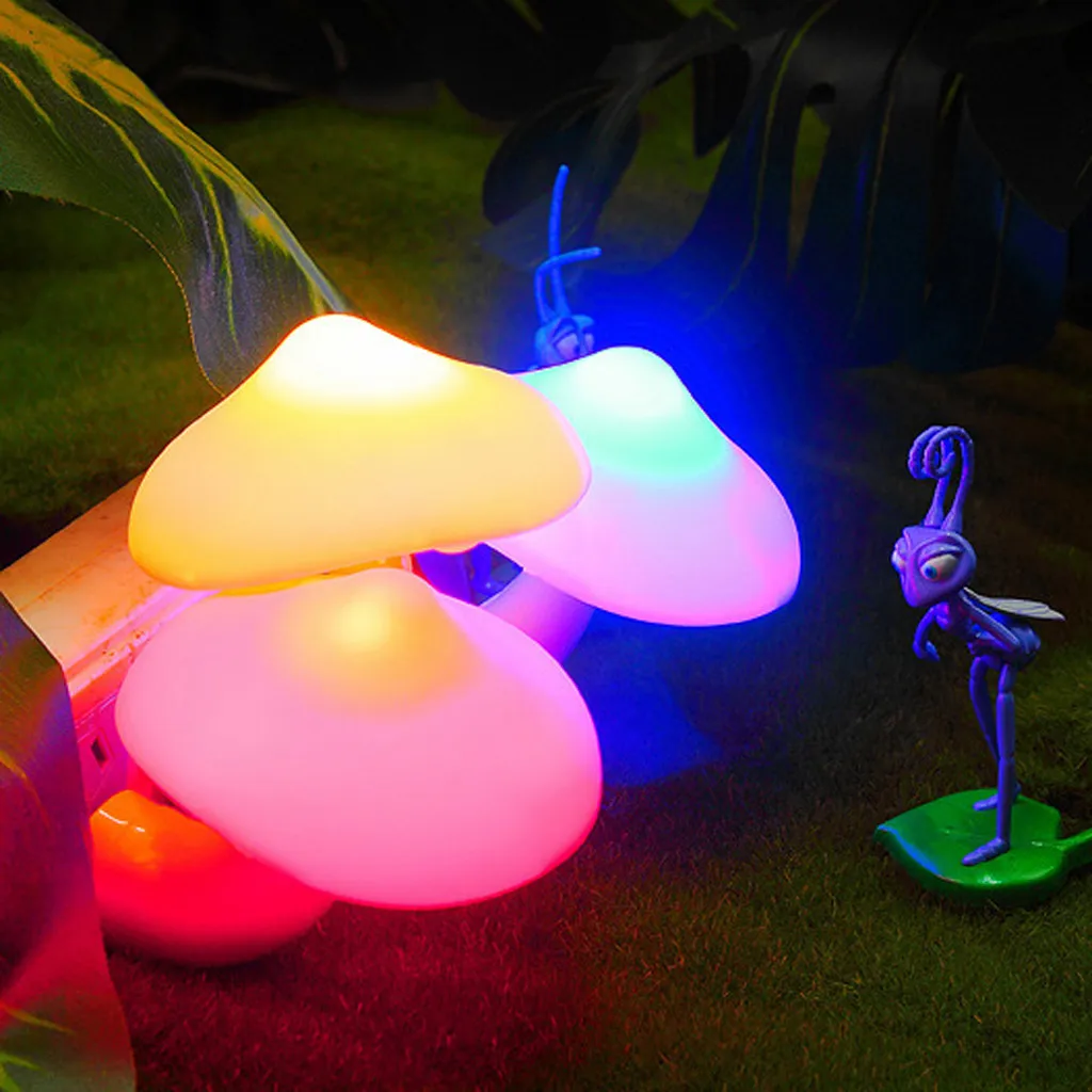 Colorful Sensor LED Night Light Energy Saving Mushroom Control Lamp Bedside Wall 2.26 |