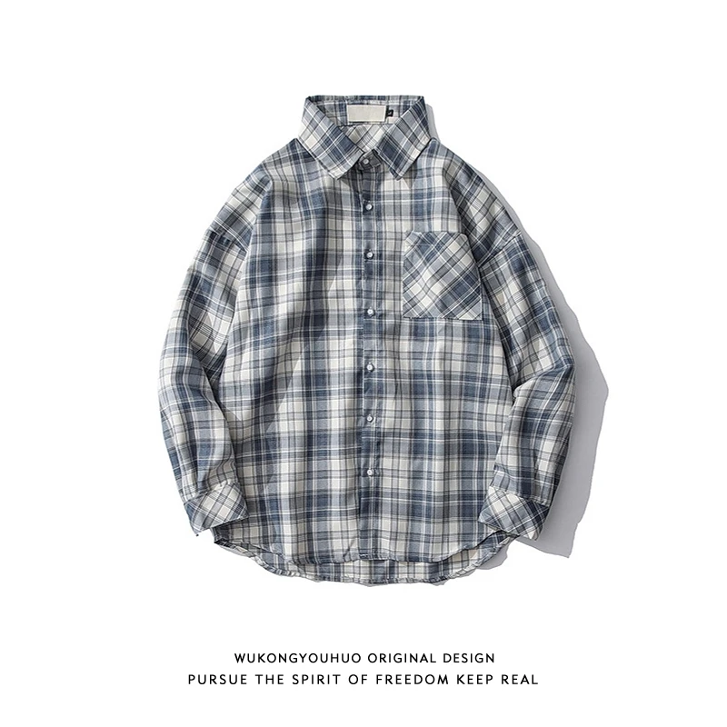 

Korean Formal Shirt Man Long Sleeve Office Plaid New Chic Shirt Button Up Fashion High Quality Camisa Hombre Men Clothing EB50CS