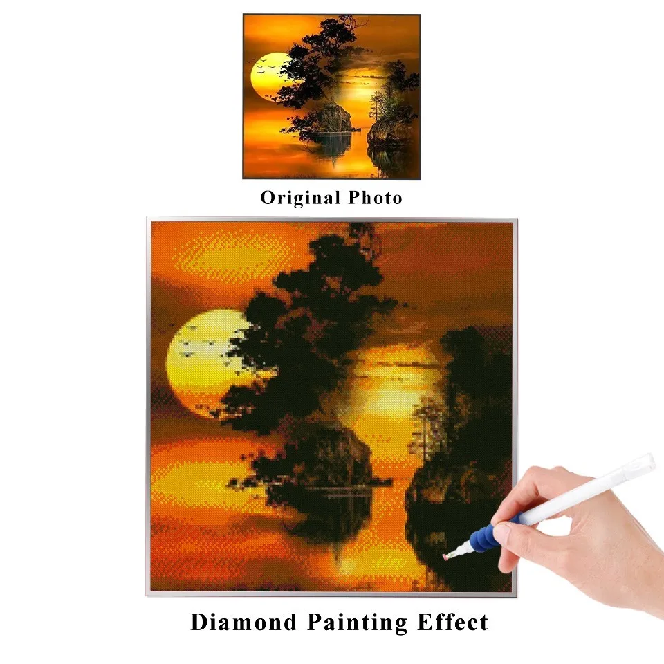 Алмазная живопись AZQSD картина с закатом искусственное оформление сделай сам