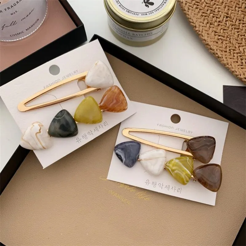 Шикарная многоцветная треугольная шпилька в стиле панк акриловые заколки для