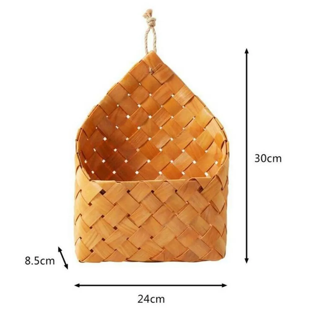 

Handmade Flowerpot Wall Decoration Storage Basket Natural Cedar Sheet Woven Wall Hanging Basket Garden Decors