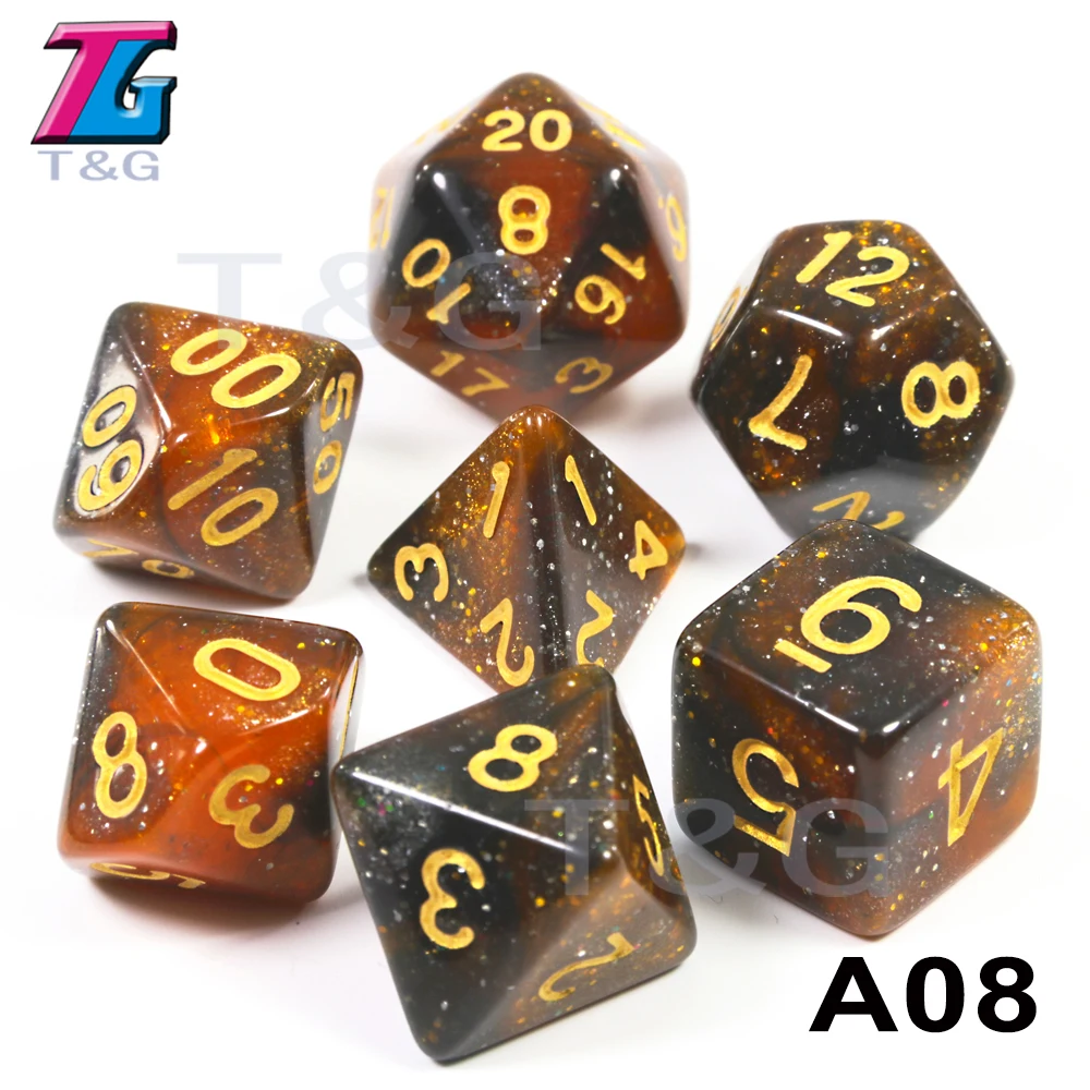 Супер Вселенная Галактика игральные кости DND набор D4-D20 Подземелья и Драконы РПГ лучшие подарки 15 цветов на выбор - Цвет: A08