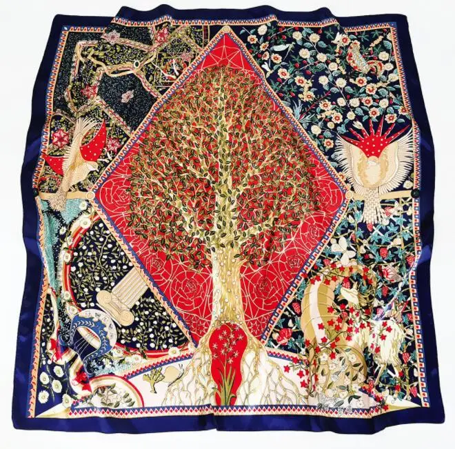 Новый дизайн 90*90 см квадратные шелковые шарфы женский платок головной шарф