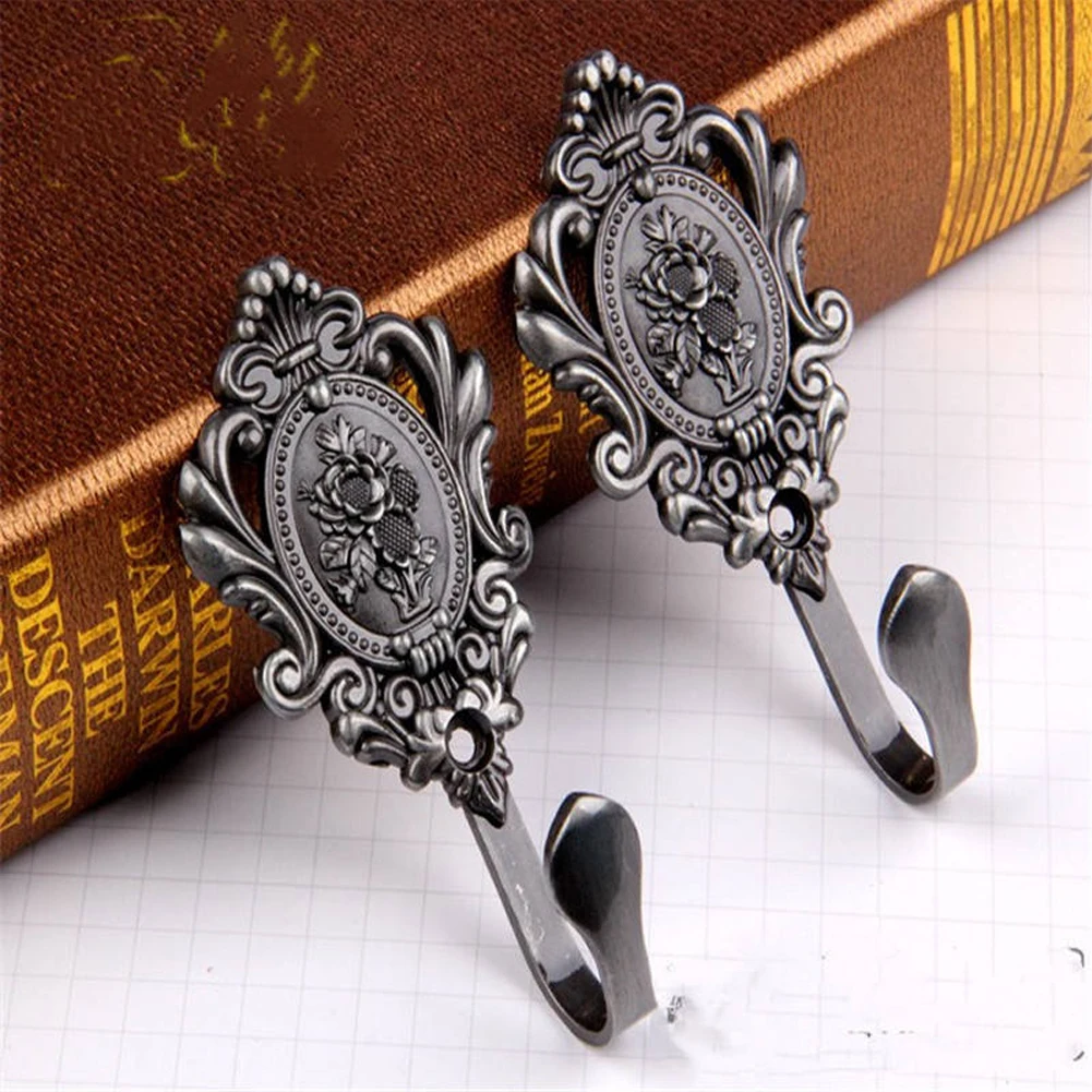 

2pcs Window Hat Living Room Holdback Hooks Home Decor Rose Pattern Wall Mounted Drapery Vintage Alloy Bedroom Curtain Tieback