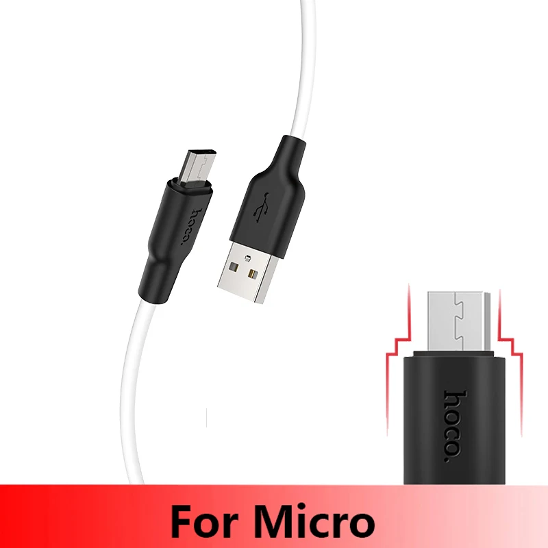 micro cable HOCO X21 Plus Мягкий силиконовый USB кабель для iPhone 11 pro max type-C кабель для samsung Xiaomi huawei Micro кабель 2 м 1 м 0,25 м - Цвет: micro cable