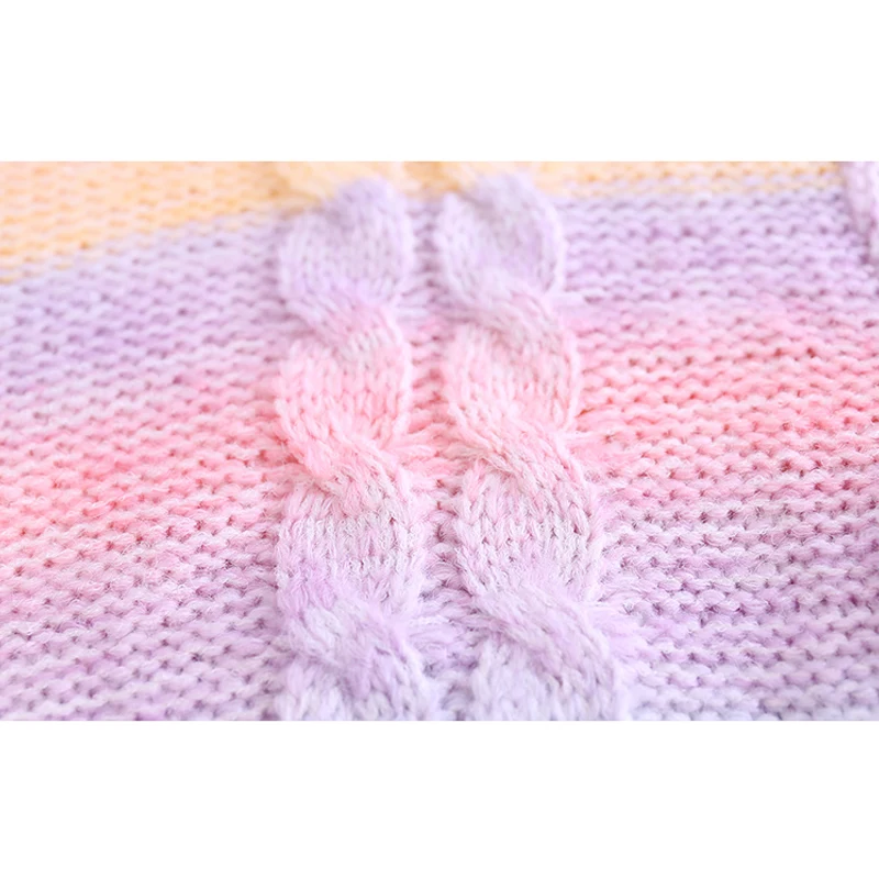 

TIGENA New Autumn Winter Pullover Sweater Women Beautiful Gradient Rainbow Striped Loose Jumper Female Oversized Knit Tops Lady