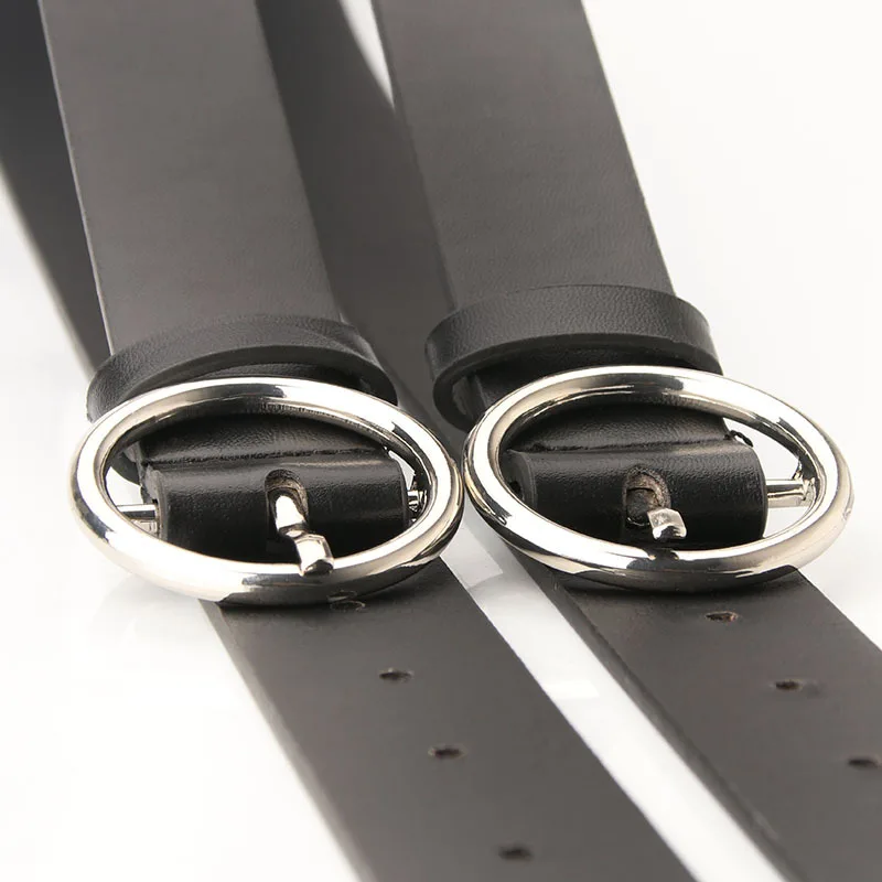 WKOUD EAM 2020 новый кожаный ремень с круглой пряжкой для женщин простой черный широкий