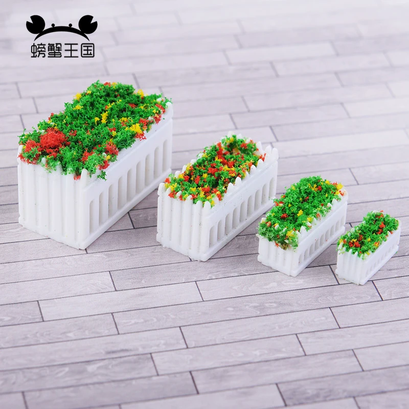 

12pcs 1/100 1/75 1/150 N HO OO scale Model Rectangle Flowerbed Park Garden Railway Border Parterre model train