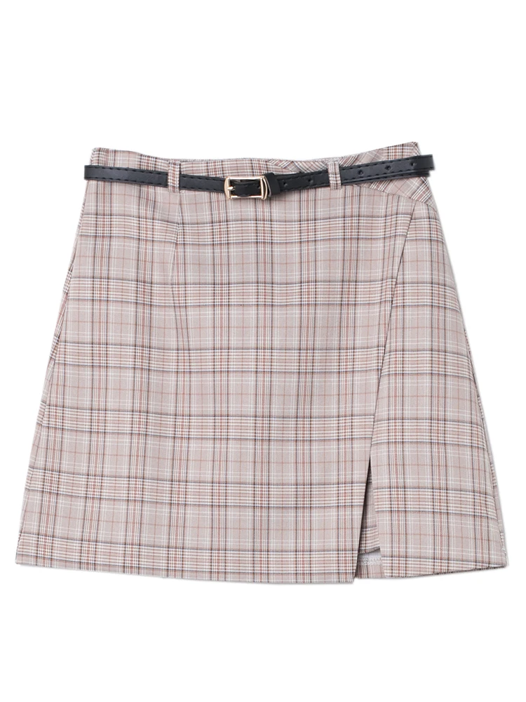 Short Skirt Split With Belt Women 2020 Japanese Vintage Plaid Schoolgirl Highwaist Korean Straight Long Skirts New II50BSQ | Женская