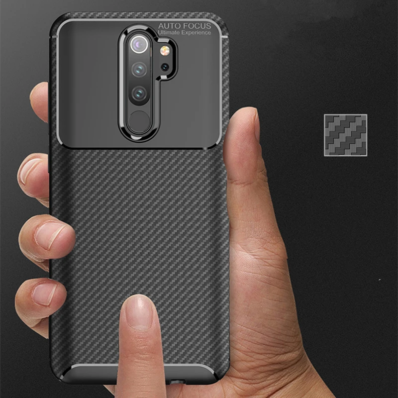 Модный противоударный чехол из углеродного волокна для Xiaomi Redmi 9 задняя крышка