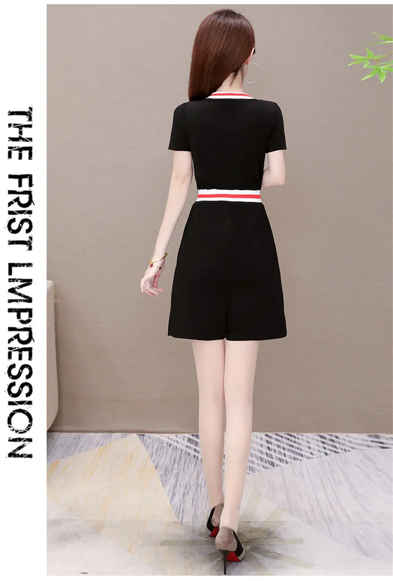 Женский комбинезон с коротким рукавом офисный слитный шортами лето 2020 | Женская