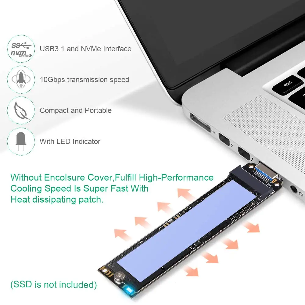 Адаптер M.2 NVME USB 3 1 M-Key NGFF для USB-кардридера Gen 2 мостовой чип с 10 Гбит/с 2242/2260/2280 |