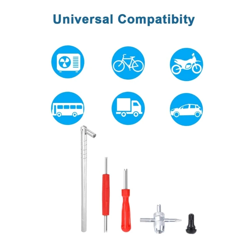 

Clique Stem Extractor Installation Tool-10 Pieces of TR412 Tire Push-in Short Rubber Clique Stem 4-way Clique Core 7XEA