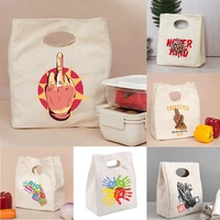 womens lunch bag thermal bento bowl pouch diner container tote gesture pattern food storage handbag for picnic school office
