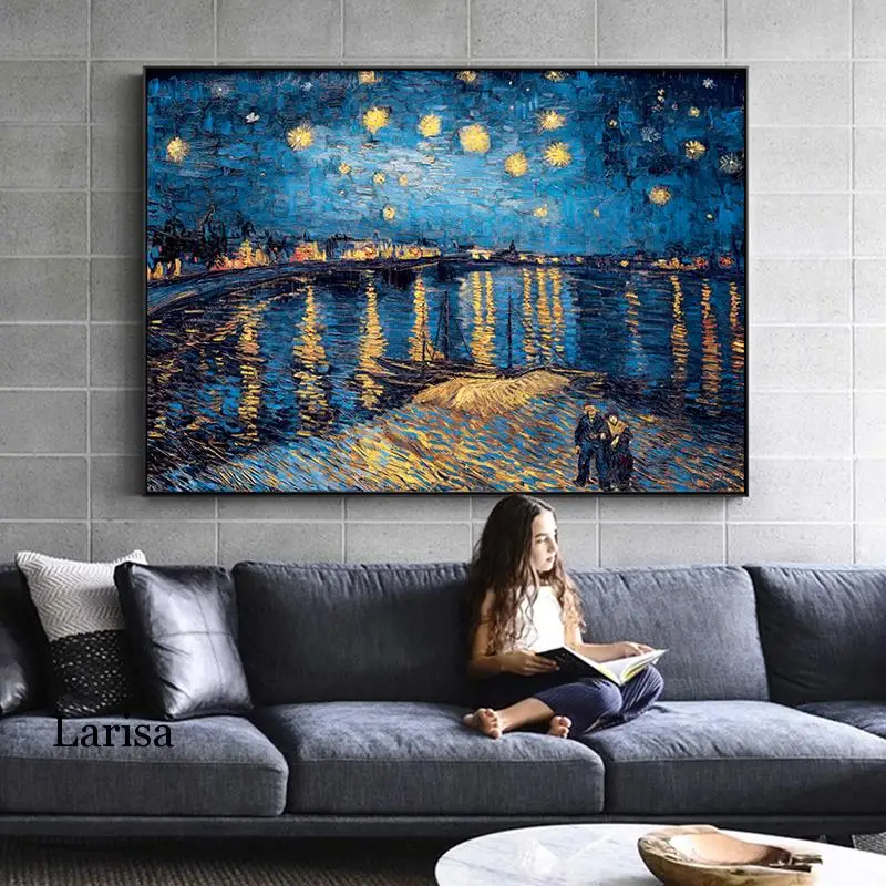

Famous Artist Van Gogh Canvas Oil Painting Starry Sky Iris Flower Sunrise Landscape Poster Print Picture Wall Art Home Decor