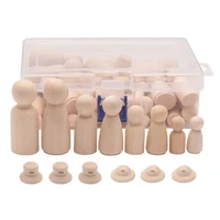 wooden peg dolls 56pcs unfinished decorative diy angel tiny doll bodies painted natural wooden people with hats