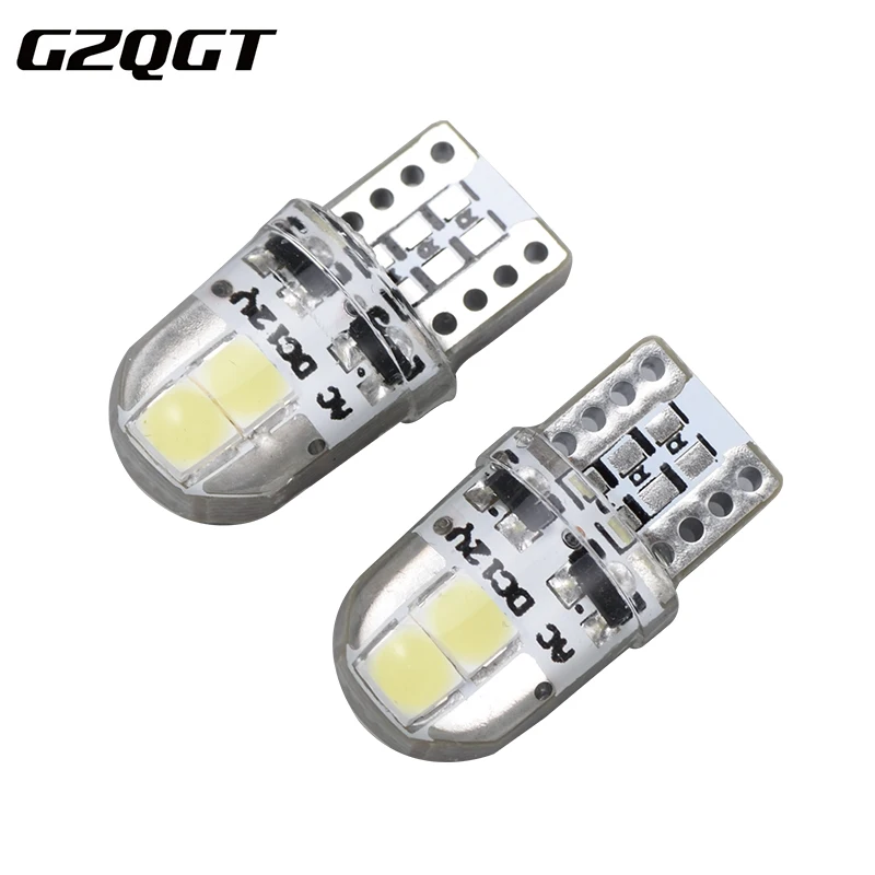 

10pcs W5W T10 Car Led Bulbs 194 147 3030 4SMD T10 Non Polar Silicone Shell License Plate Lights Map Trunk Lamp White 12V DC