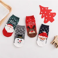 4 pairs cute women socks set funny christmas elk letter penguin ladies cotton funny invisible short ankle sock size 35 40