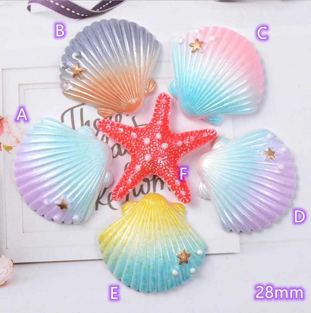 

Resin Flatback Cabochons 10pcs Big Seashell Starfish Shell Jewelry Making Charms Embellishments For DIY Crafts Scrapbooking