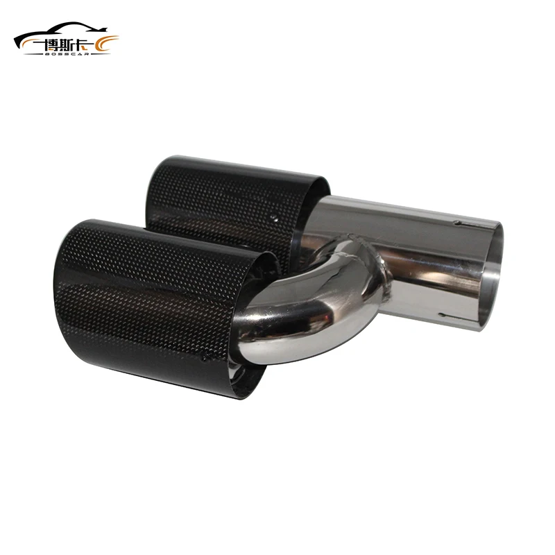 1pcs exhaust pipe silencer tail throat H-shaped carbon fiber bright double outlet 304 stainless steel flared SZ011 | Автомобили и