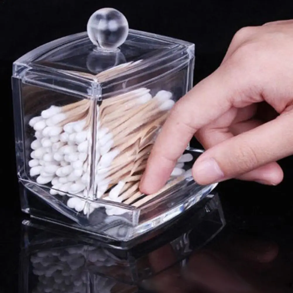 

Transparent Plastic Cotton Box Cotton Swab Cosmetic Bathroom Organizer Storage Bedroom Acrylic Makeup Storage Combined E1Y5