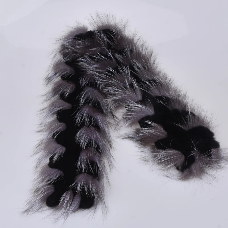 Натуральная меха лисы короткий шарф для женщин настоящий мех кролика серебро