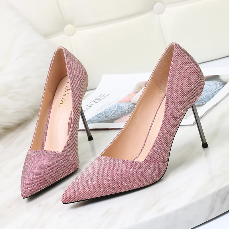 Туфли-лодочки женские на высоком каблуке 9 см пикантная Свадебная обувь