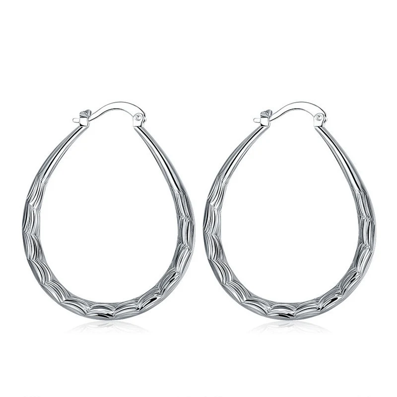 

Hyperbole Round Big Circle Hoop Earrings for Women Silver Plated Round Earring Fashion Jewelry Gifts 2020