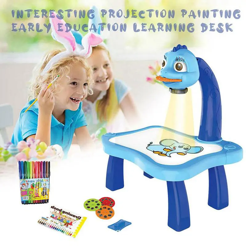 

New Child Projection Table Kids Toy Painting Drawing Table Led Projector Music Toys Arts And Crafts For Children Notebook Gifts