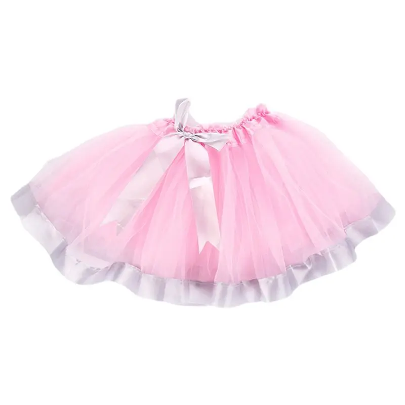 Детская Балетная мини юбка пачка для танцев девочек двухслойная сатиновая с