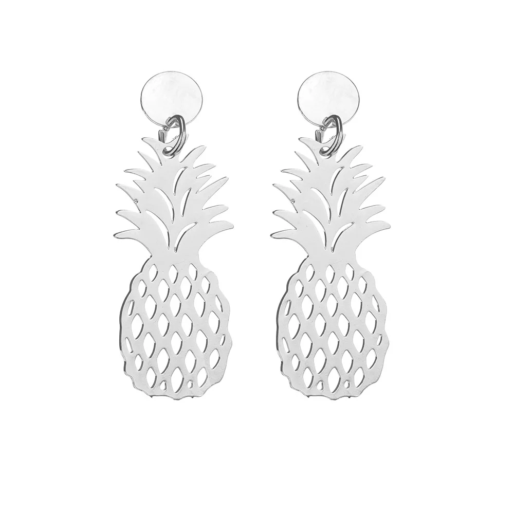 Pineapple Silver Sindlan, забавные висячие серьги в виде слона, ананаса, Преувеличенные массивные серьги в виде животных, корейские ювелирные изделия, серьги для женщин - Окраска металла: Pineapple Silver