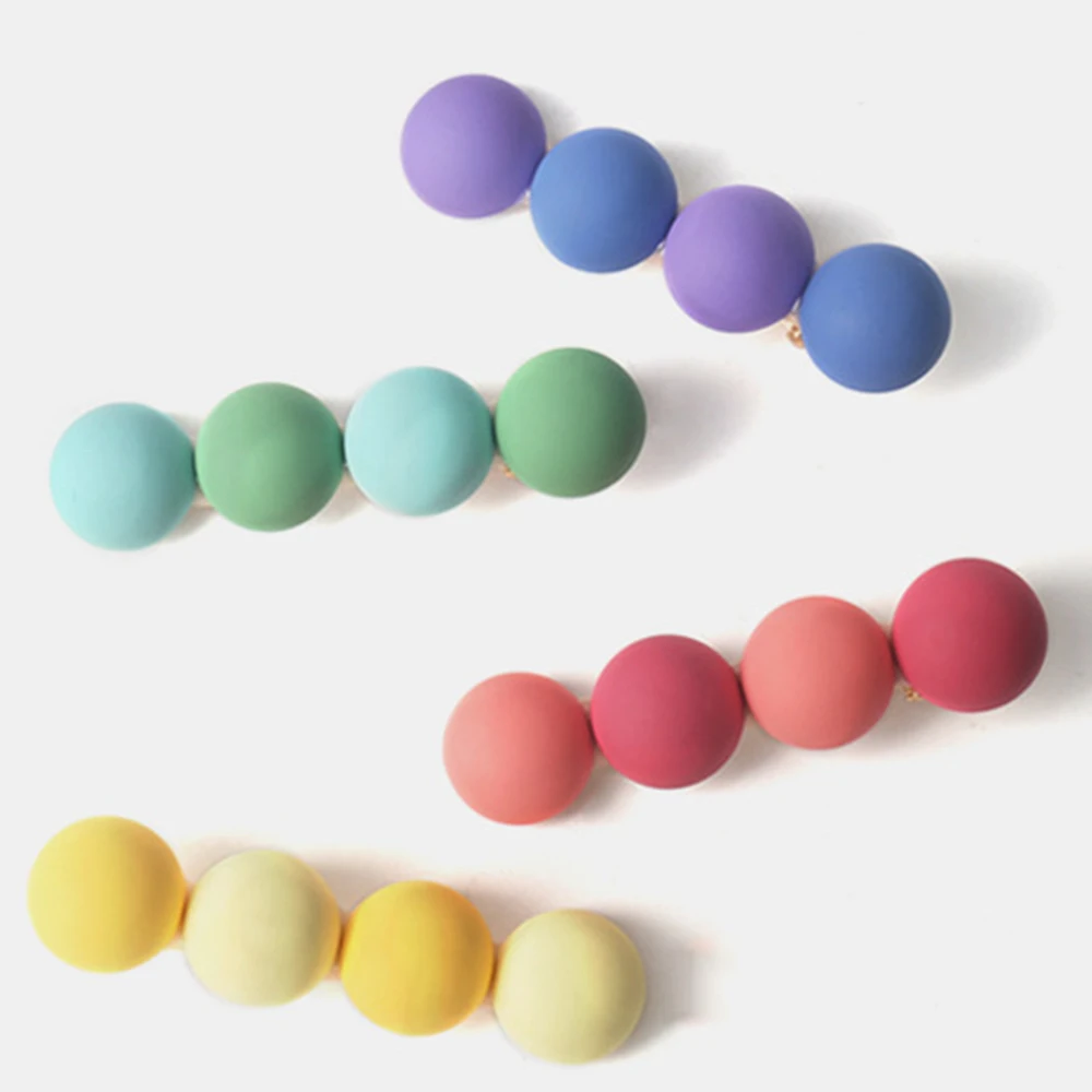 

New Colorful Round Ball Macaron Hair Clips Barrettes Hair Clip For Women Girls Korean Geometry Hairpin Hair Accessories Gifts