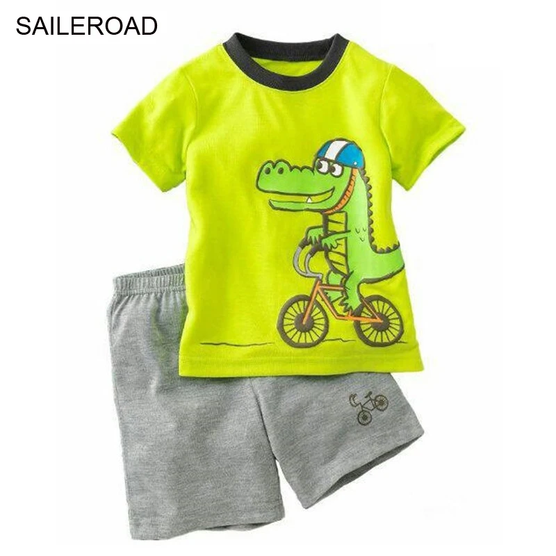 SAILEROAD Children's Dinosaur Pajamas Set Girls Paja Cotton Kids Pyjamas Boys Sleepwear Child Night Wear Clothing Suits