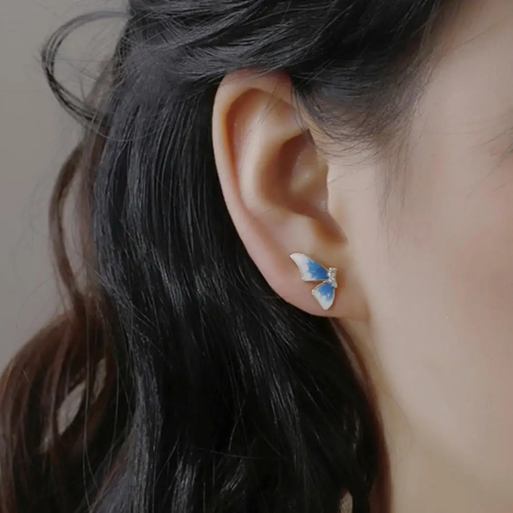 

Charming Butterfly Dangle Earrings Color Spread Butterfly Stud Earrings Gradient Antique Blue Classical P4S4