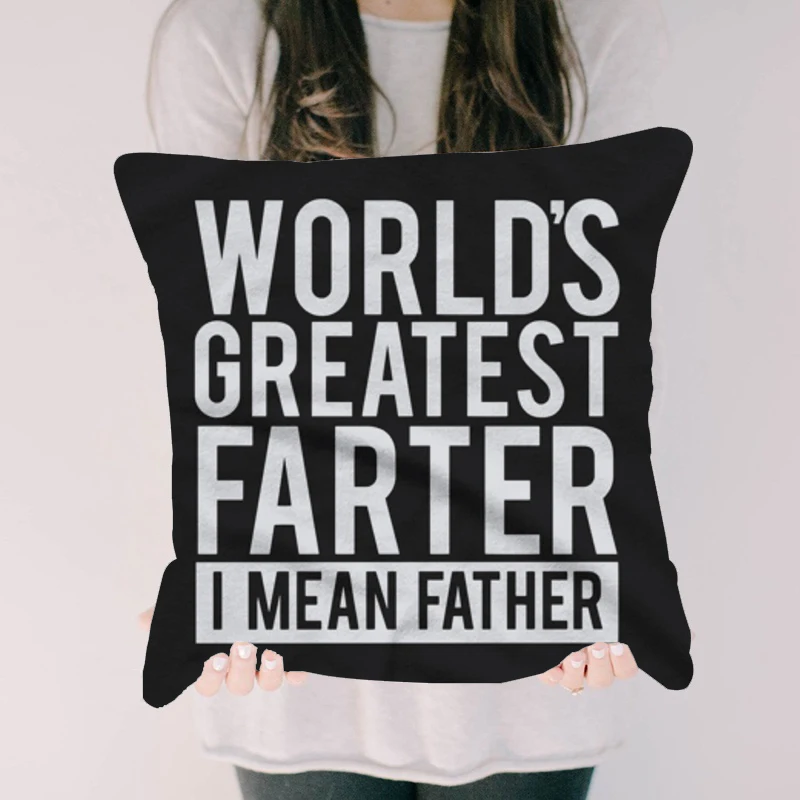 Worlds Greatest Father Printed Black Pillow Covers Polyester Square Cases Sofa Cushion Drop shipping | Дом и сад