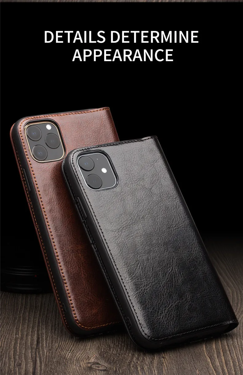 QIALINO Чехол-книжка из натуральной кожи для iPhone 11/11 Pro, Роскошный чехол для телефона ручной работы с отделениями для карт для iPhone 11 Pro Max