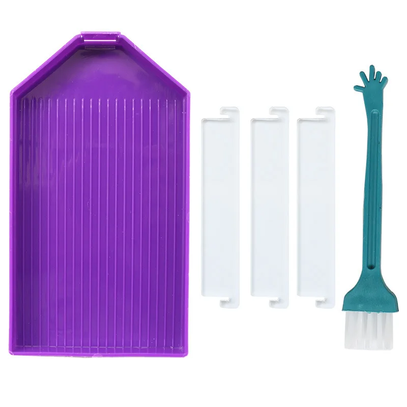 Набор из 5 штук Аксессуары для Алмазной Живописи высокой емкости Пластиковая Плитка с Подарочной Кистью.