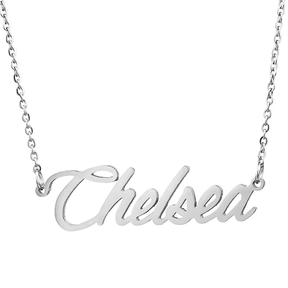 Chelsea Nameplate Necklace for Women Stainless Steel Jewelry Gold Plated Name Chain Pendant Femme Mothers Friends Gift