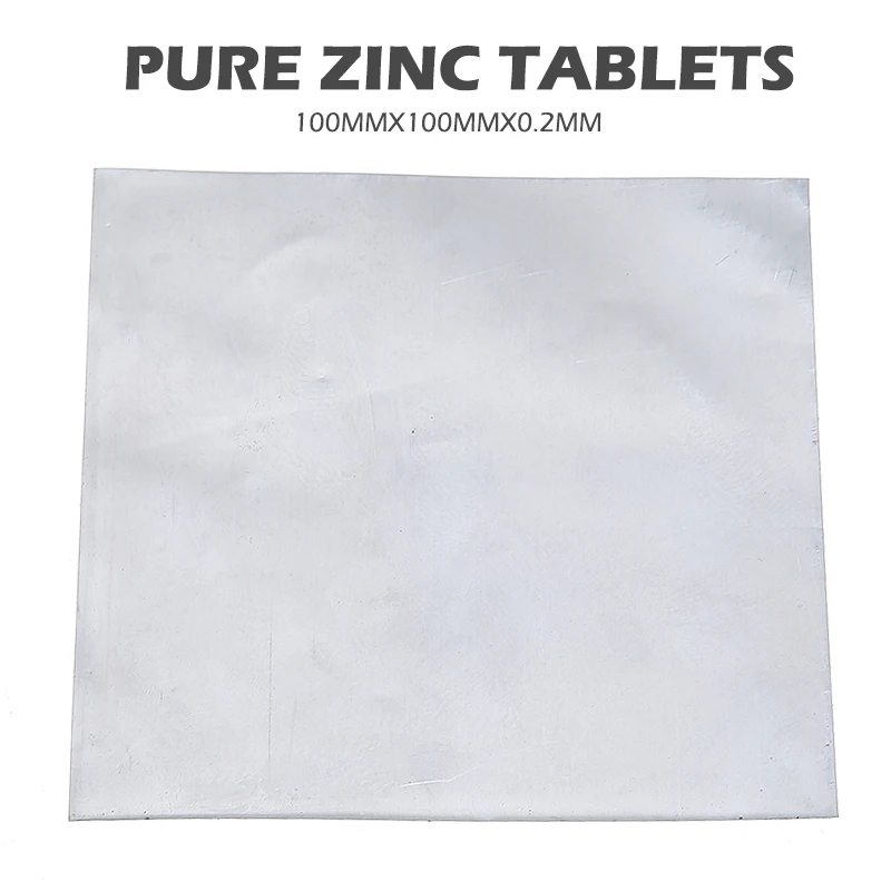 

1pc Zinc Plate 100mm*100mm*0.2mm High Purity 99.9% Pure Zinc Zn Sheet Plate for Science lab Chemical