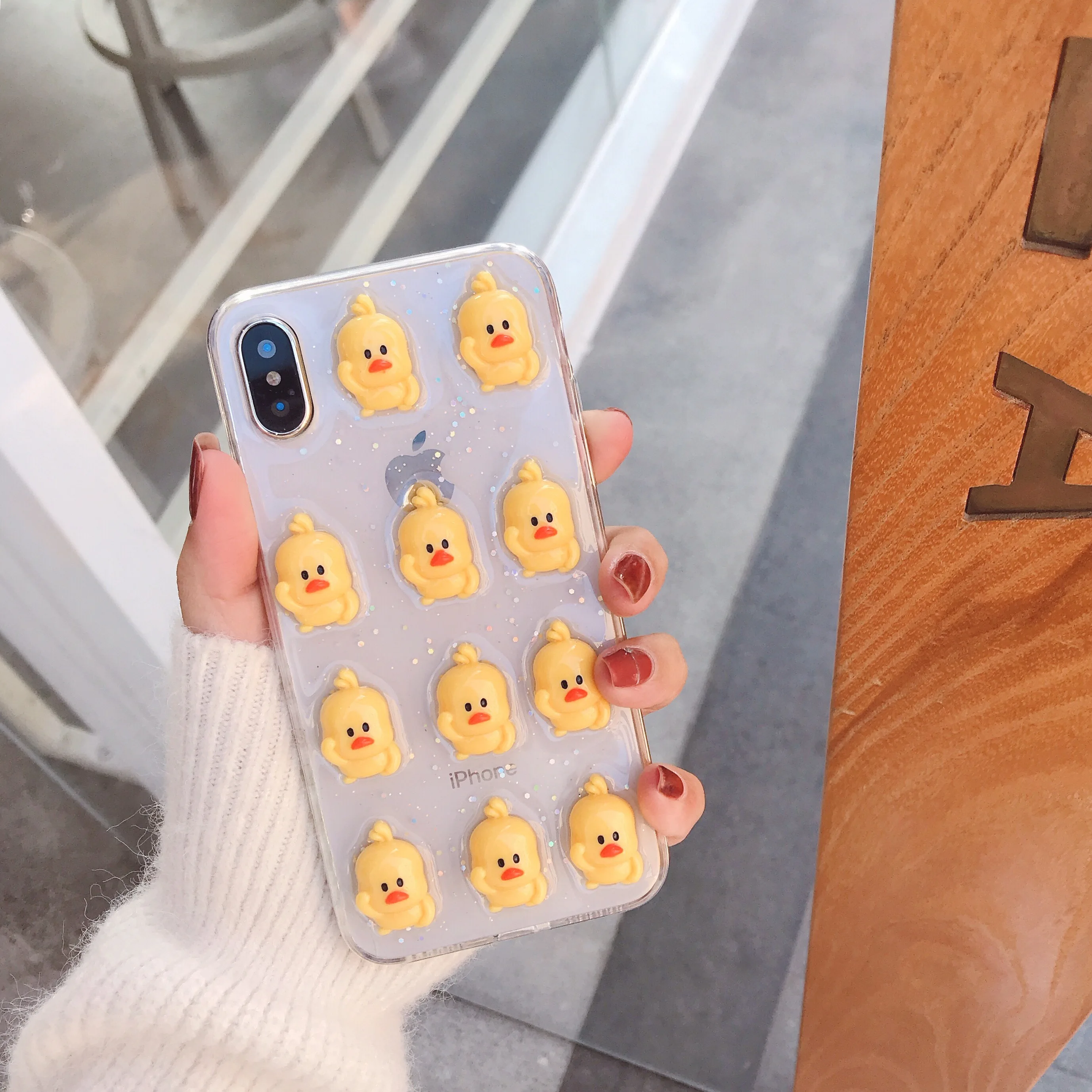 Блестящий чехол для телефона iphone 6 S 7 8 Plus X XS 11 Pro MAX XR 3D милая утка блестки защитная