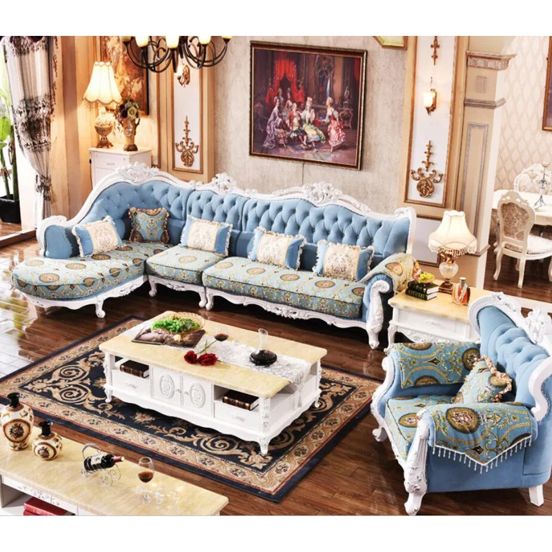 high quality European antique living room sofa furniture genuine leather set xhs0010 | Мебель