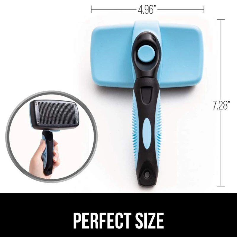 

Pet Brush with Easy Clean Button, Reduces Shedding, Removes Mats, Comfort Grip, Slicker Comb for Dog Undercoat Fur