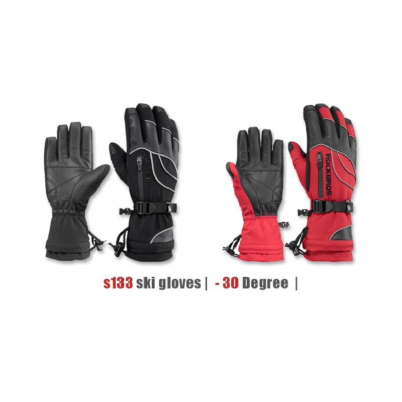 ROCKBROS Windproof Waterproof -30 Degree Winter Men Women Skiing Gloves Snowmobile Snowboard Snow Sports Thermal Grey Ski | Спорт и