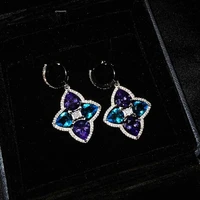 hoyon pink flower earrings european and american style inlaid vintage high carbon diamond style silver petal earrings
