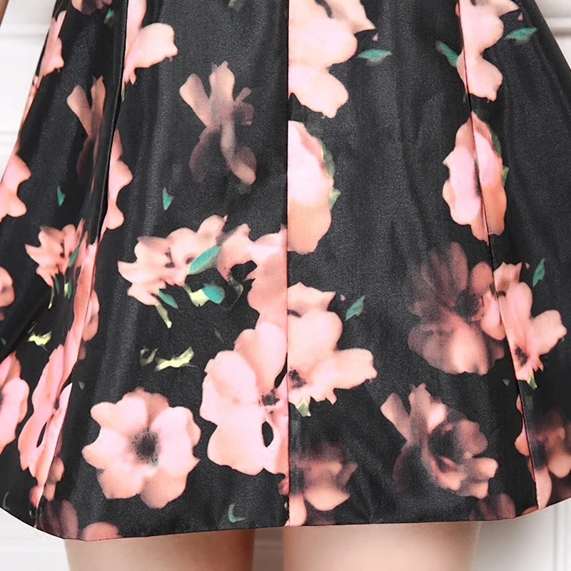 

Fashion Women Floral Printed Spliced Genuine Leather Dress Sheepskin Sarafa Dress Slim Fit Lady Bodycon Party Sleeveless Dresses