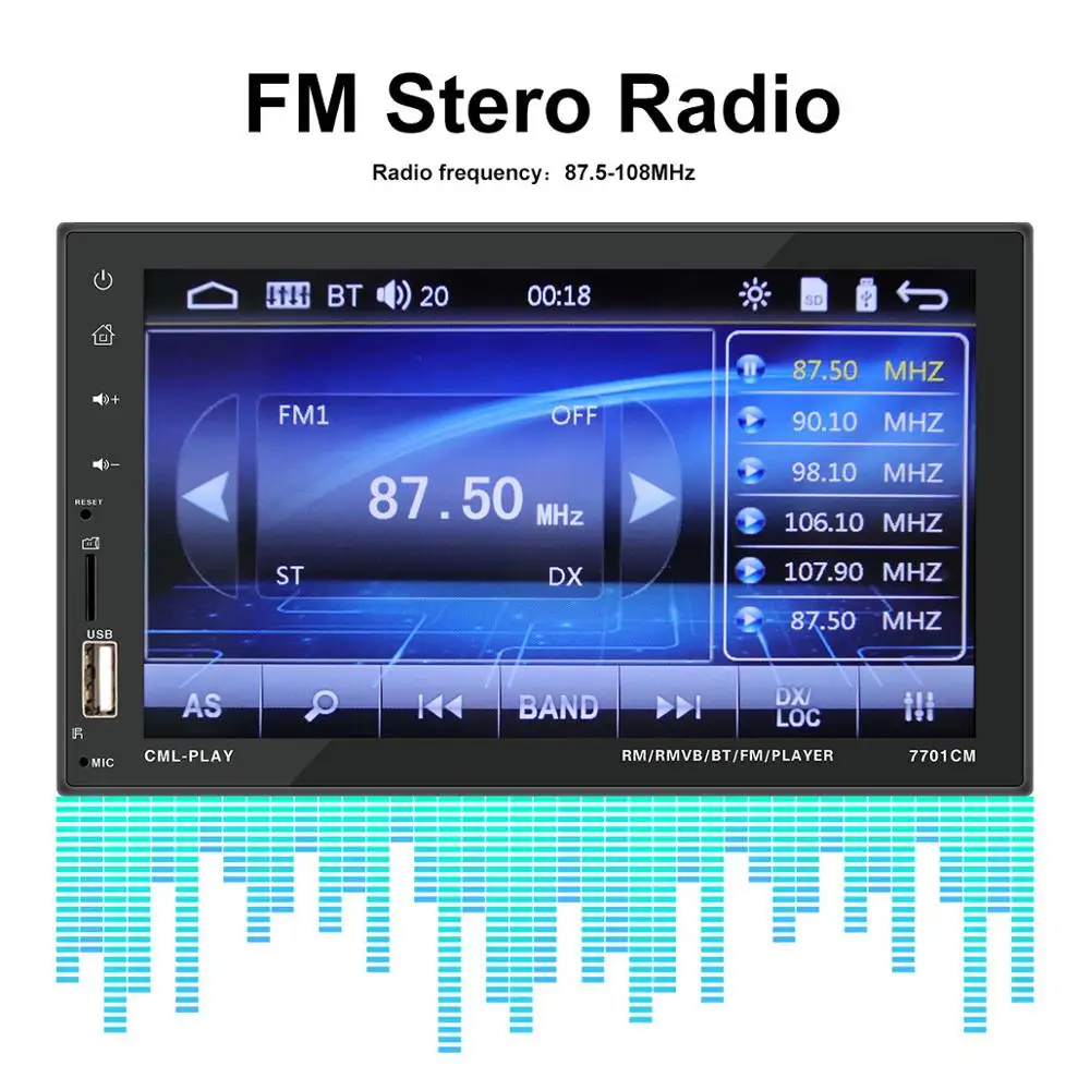 Авторадио 2 din 7 &quotHD сенсорный экран автомобильное радио bluetooth estereo para Авто Зеркало