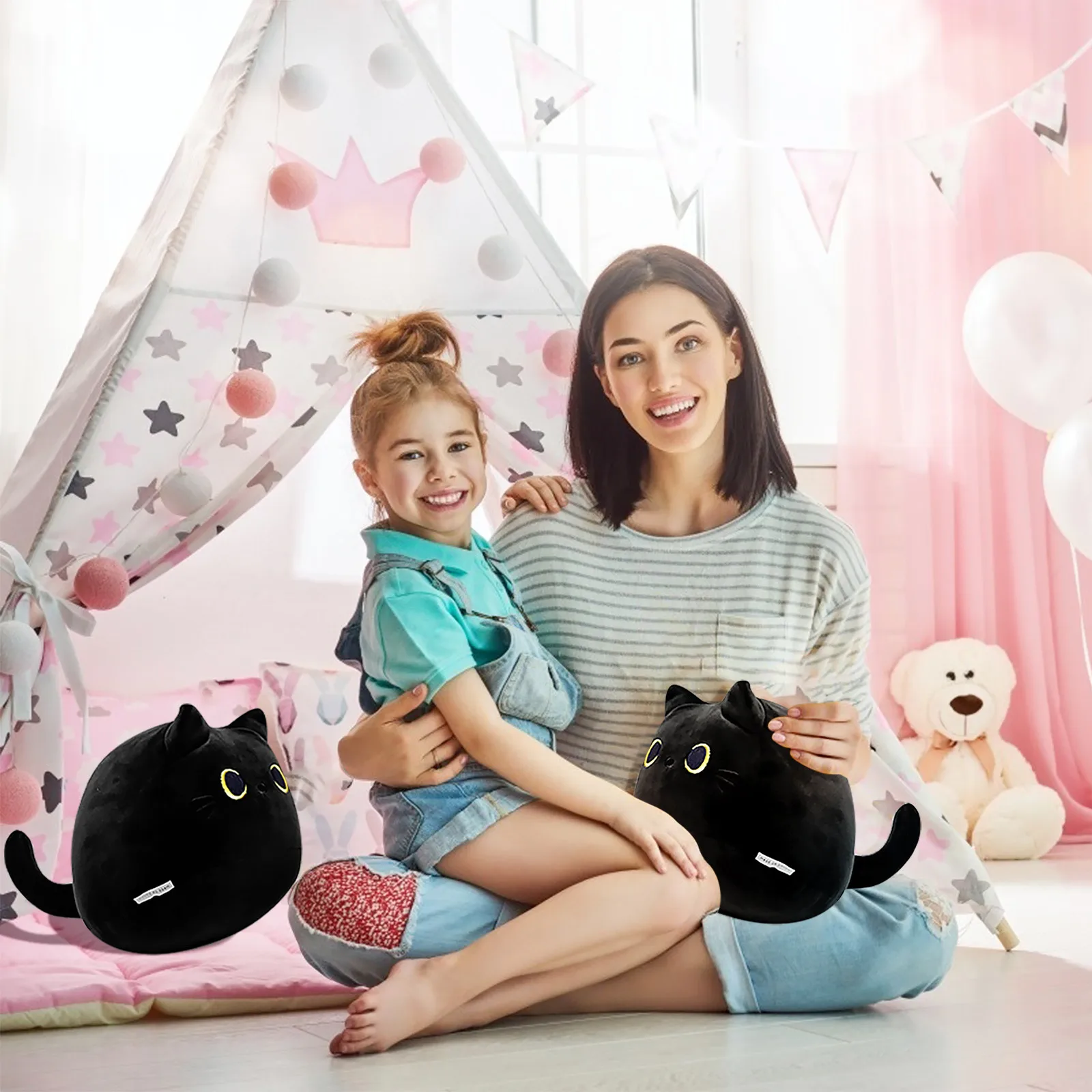 

Kawaii 3d Black Cat Pillow Soft Lumbar Back Cushion Plush Stuffed Toy Soft And Warm Children Accompany Plush Toy