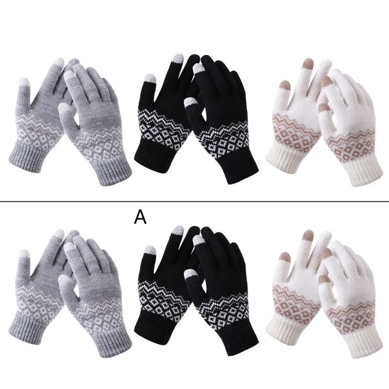 

Winter Knit Gloves Touchscreen Anti-Slip Warm Thermal Soft Lining Elastic Gloves 85WB