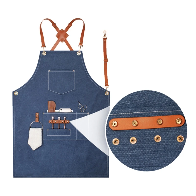 

Utility Work Apron Canvas Apron Workshop Tool Apron with Adjustable Straps for Barber,Kitchen,Gardener,Cafeshop