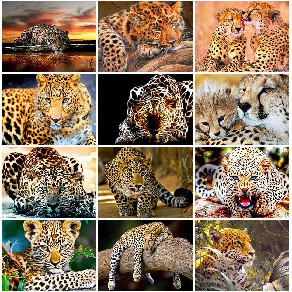 

leopard Needlework,DIY Patterns Deer Cross Stitch,Sets For Embroidery Kit Full Embroidery Simple European Cross-Stitching